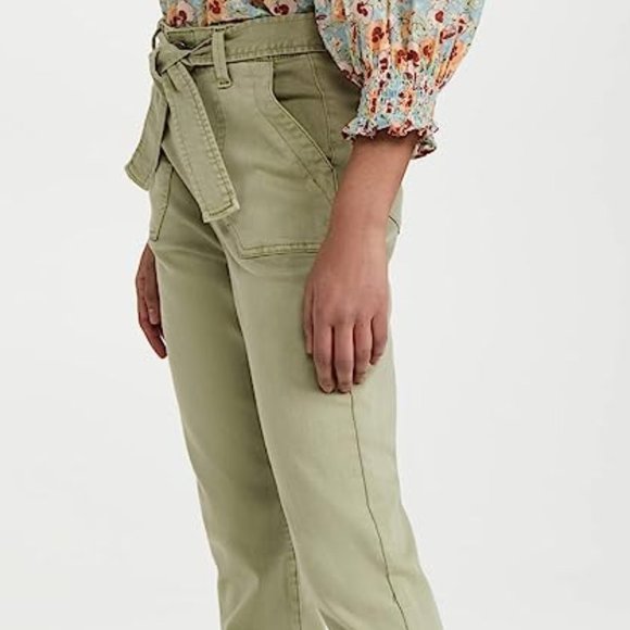 Brand New Paige Mayslie Belted Denim High Rise Jogger Pants 27 Vintage Light - Picture 2 of 7